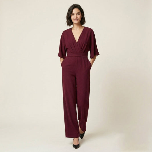 Women's V-Neck Wide Leg Jumpsuit