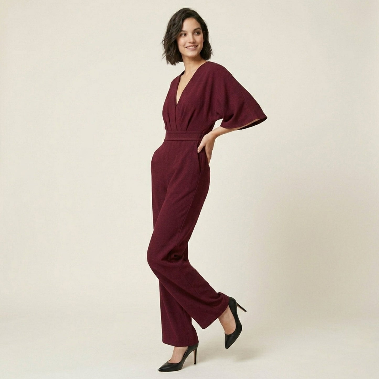 Women's V-Neck Wide Leg Jumpsuit