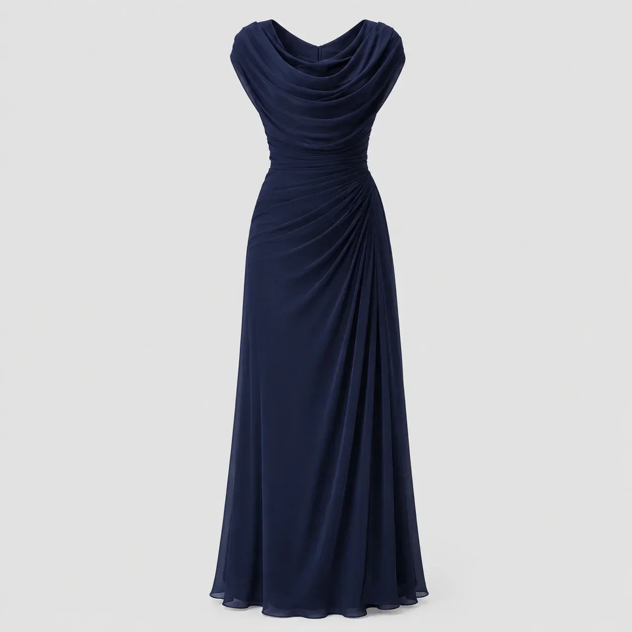 Women's Ruched Cowl Neck Maxi Dress