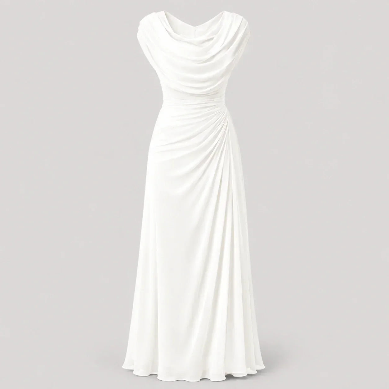 Women's Ruched Cowl Neck Maxi Dress