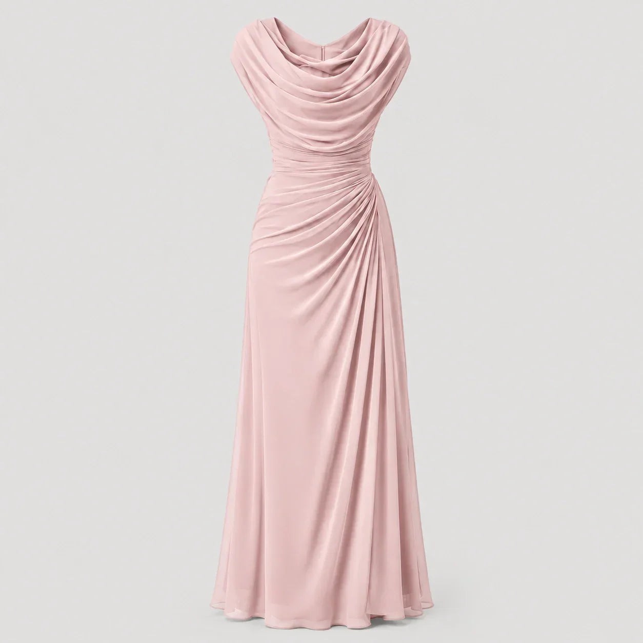 Women's Ruched Cowl Neck Maxi Dress