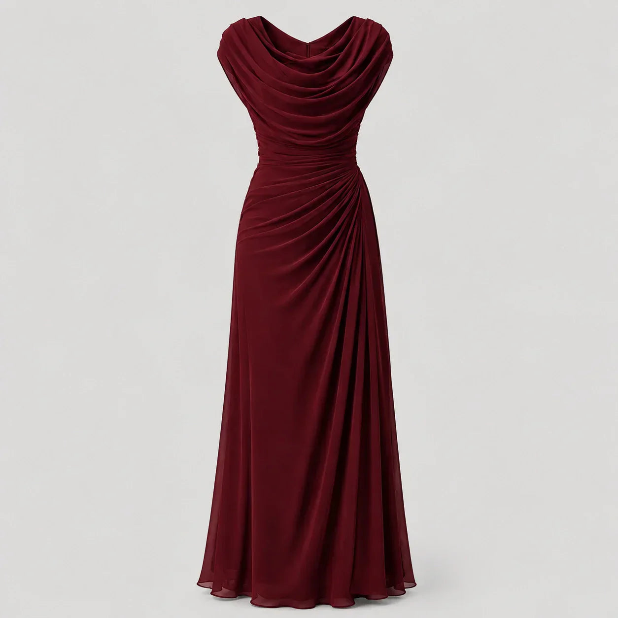 Women's Ruched Cowl Neck Maxi Dress