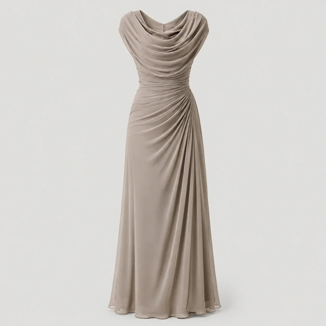 Women's Ruched Cowl Neck Maxi Dress