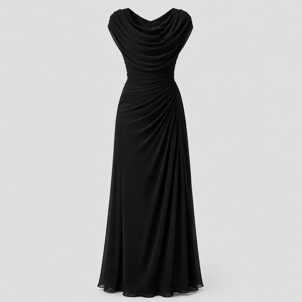 Women's Ruched Cowl Neck Maxi Dress