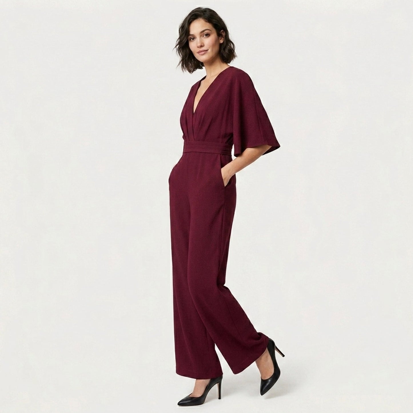 Women's V-Neck Wide Leg Jumpsuit